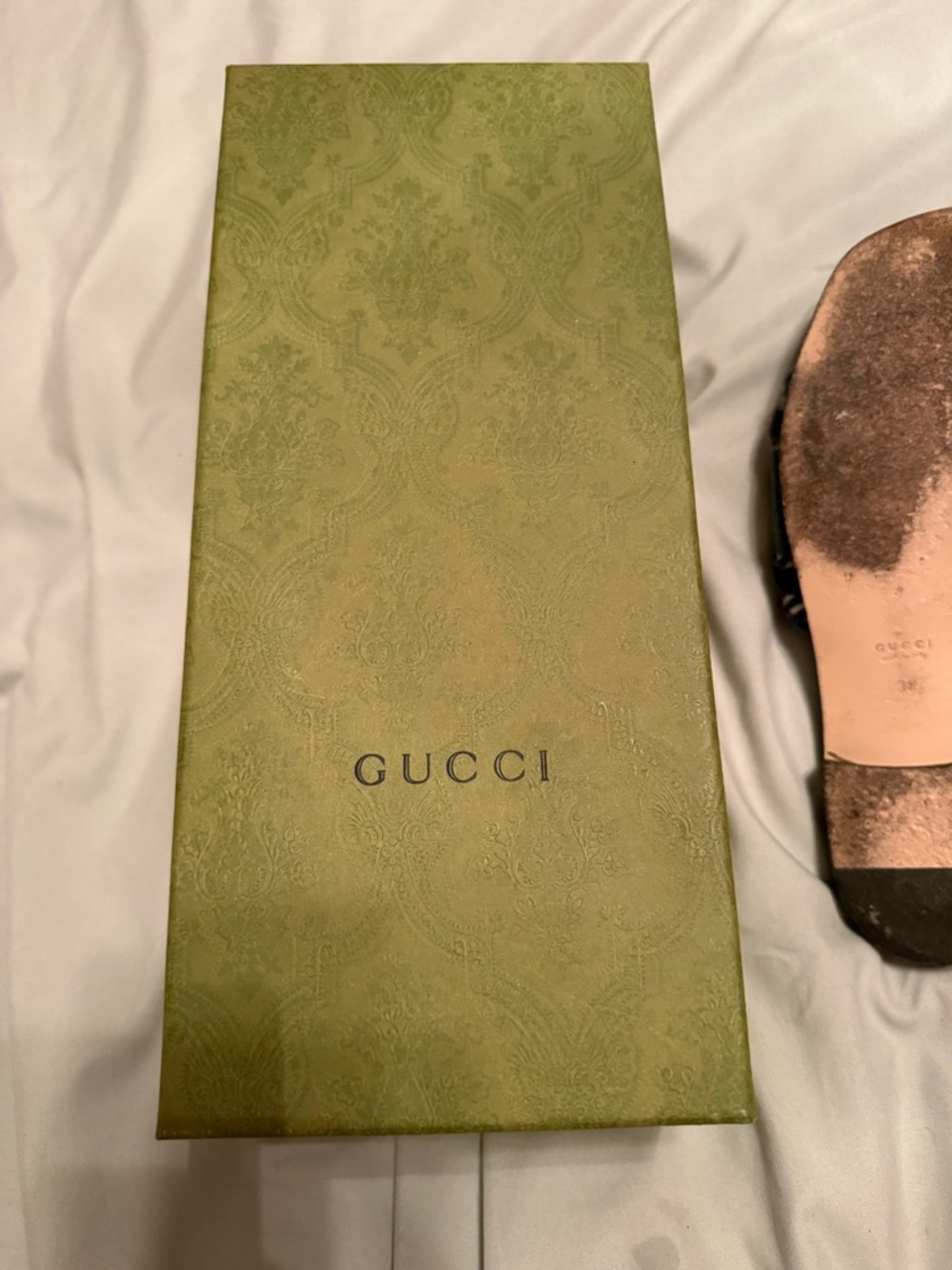 Gucci Denim Slide Sandals in Light Blue and Navy - Picture 3 of 5